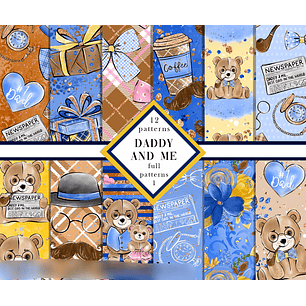 Kit Digital Papéis Ursinho e Papai 