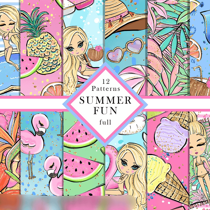 Kit Digital Papéis Diversão de Verão 01  1