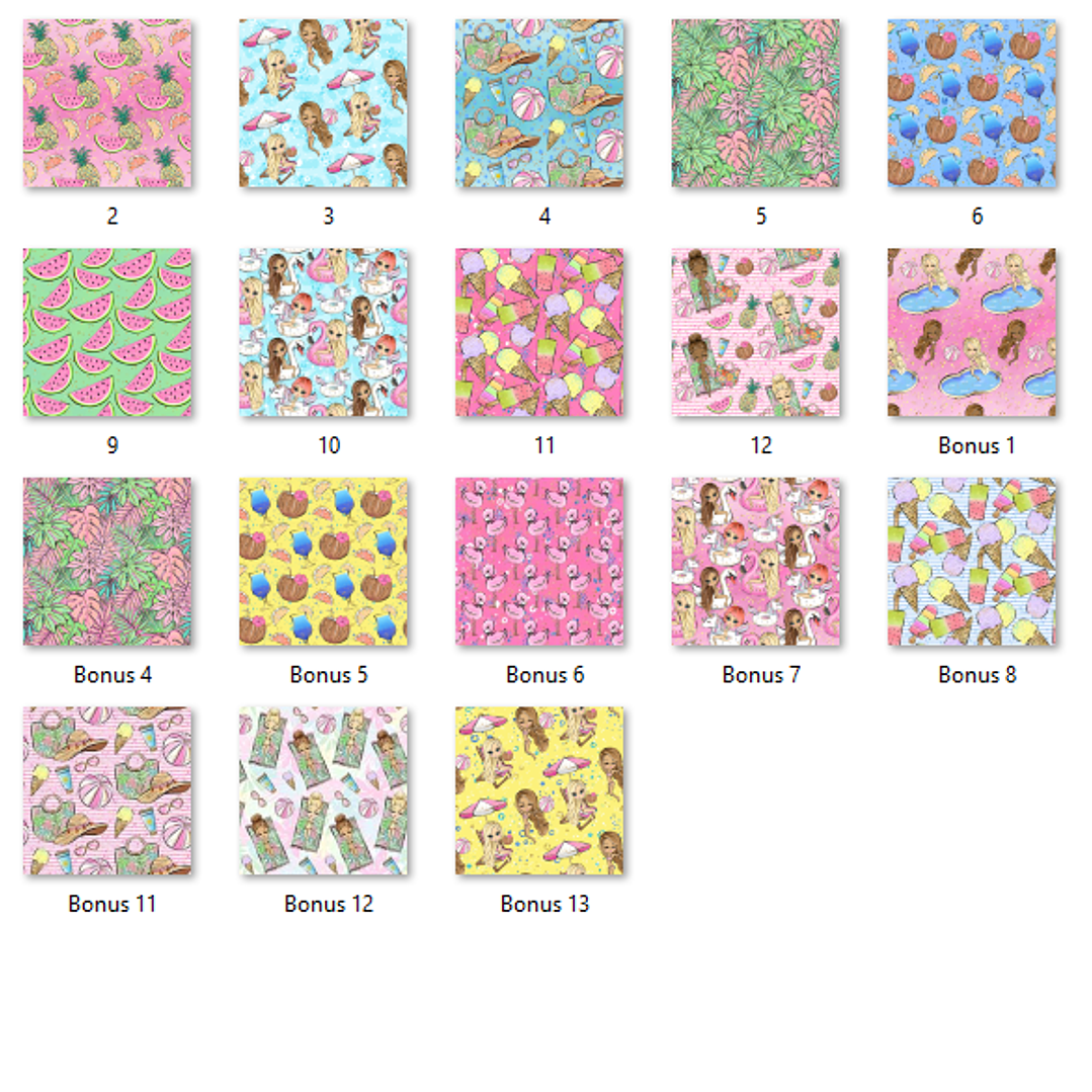 Kit Digital Papéis Diversão de Verão 01  2