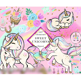 Kit Digital  Unicórnios Doces
