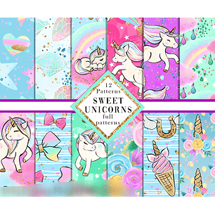 Kit Digital Papéis Unicórnio Doce 