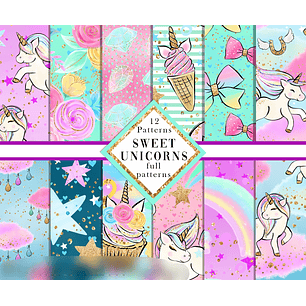 Kit Digital Papéis Unicórnio Doce 2