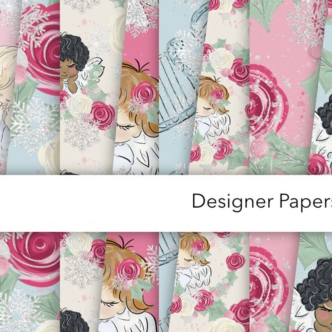 Kit Digital Papéis Anjos de Natal 1