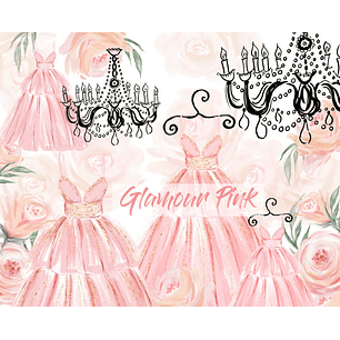 Kit Digital Vestido Glamour Rosa 