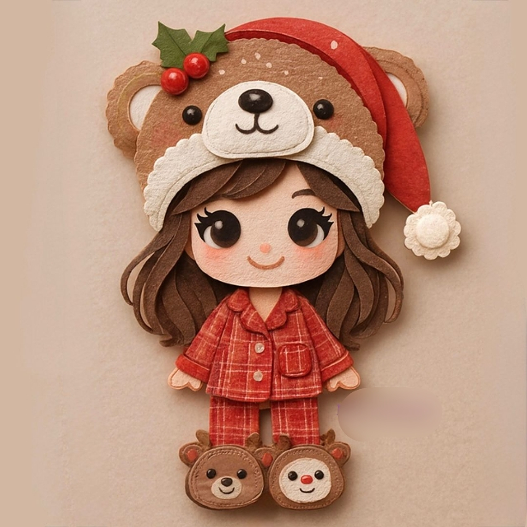 Arquivo Topo de Bolo Natal Menina de Pijama - meu cantinho 1