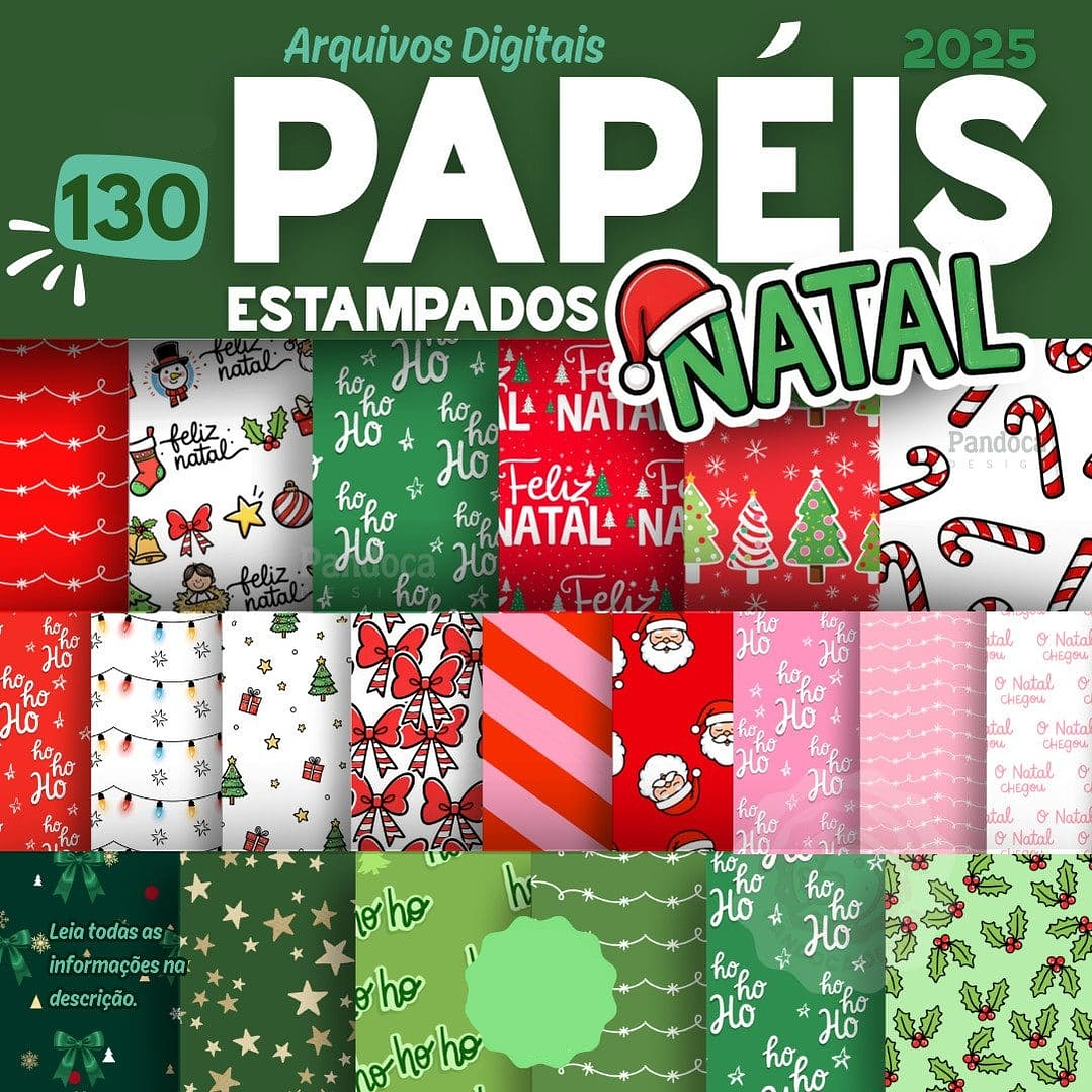 Kit Digital Natal Papéis Estampados - PANDOCA 1