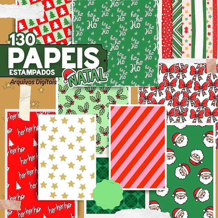 Kit Digital Natal Papéis Estampados - PANDOCA 2