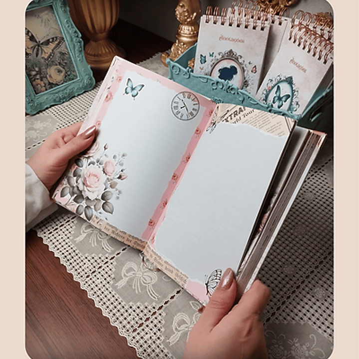 Arquivo Caderno Vintage Rosa Wire-o - PERFEITO MIOLO 3