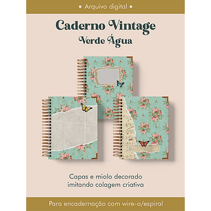 Arquivo Caderno Vintage Verde Água Wire-o - PERFEITO MIOLO