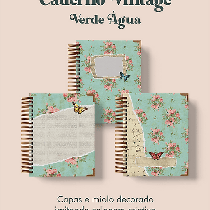 Arquivo Caderno Vintage Verde Água Wire-o - PERFEITO MIOLO 1