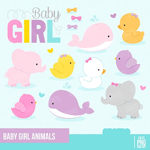 Kit Digital Baby Girls Animais 