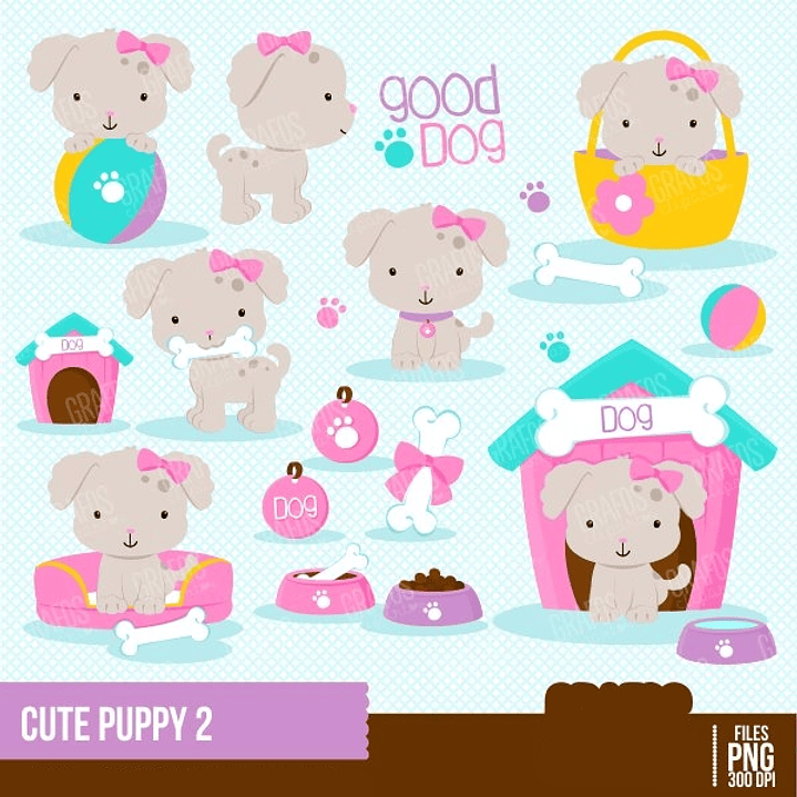 Kit Digital Cachorrinhas Fofas Meninas 2 1