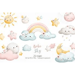 Kit Digital Arco Iris Boho Sky