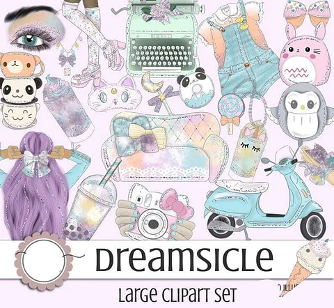 Kit Digital Conjunto de Elementos Femininos 