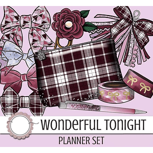 Kit Digital Planner Vinho Escuro 