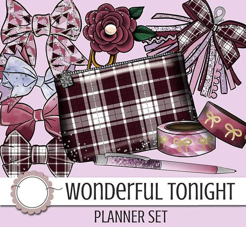 Kit Digital Planner Vinho Escuro 