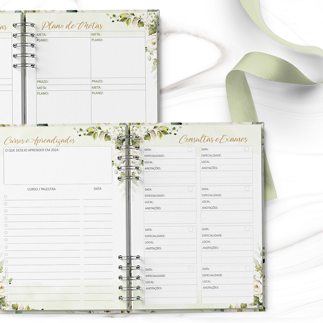 Arquivo Planner 2026 Rosas Brancas - Bicho Papel  6