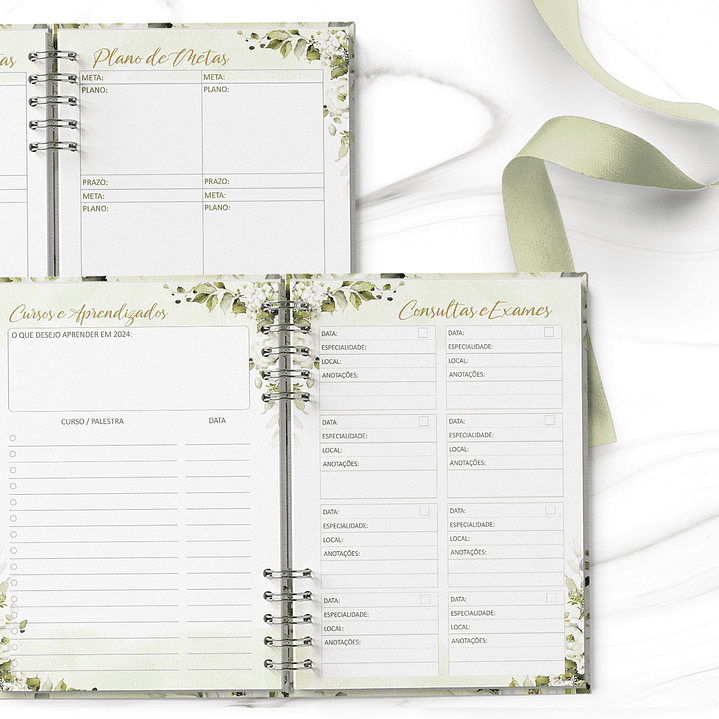 Arquivo Planner 2026 Rosas Brancas - Bicho Papel  6