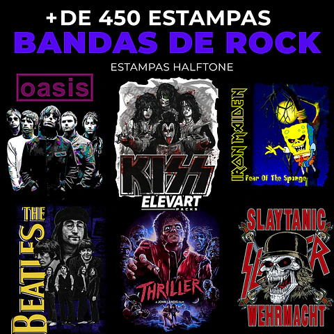 Kit Digital Estampas Bandas de Rock - Elevart Packs