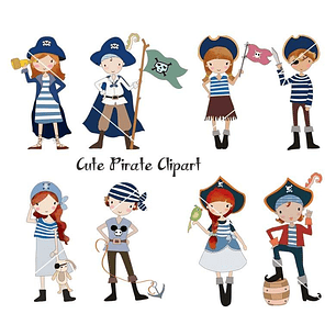 Kit Digital Piratas Meninas e Meninos Fofos 