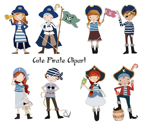 Kit Digital Piratas Meninas e Meninos Fofos 