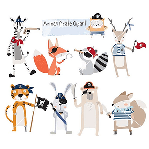 Kit Digital Animais Piratas 