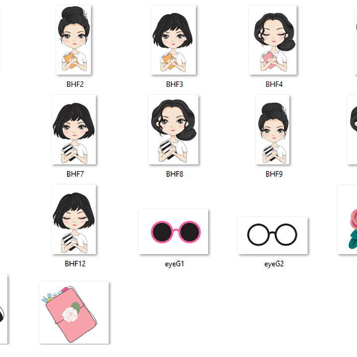 Kit Digital Menina Cabelos Pretos  2