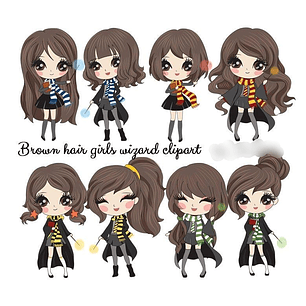 Kit Digital Garotinhas Cabelos Castanhos 