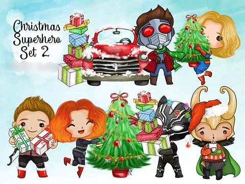 Kit Digital Natal Super Heróis 02 