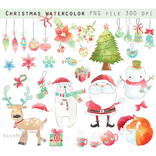 Kit Digital Natal Aquarela 