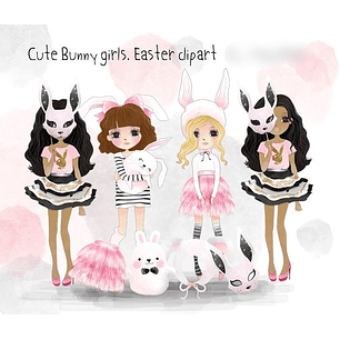 Kit Digital Menina Coelhinha Fofa na Páscoa