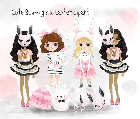 Kit Digital Menina Coelhinha Fofa na Páscoa