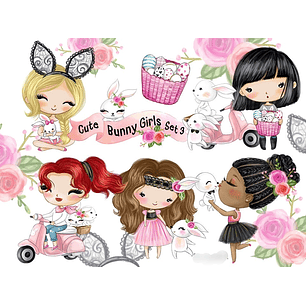 Kit Digital Coelhinhas Meninas Fofas 