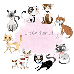 Kit Digital Conjunto de Gatinhos Fofos 