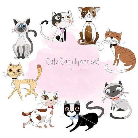 Kit Digital Conjunto de Gatinhos Fofos 