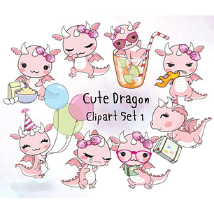 Kit Digital Dragões Fofinhos Girl 