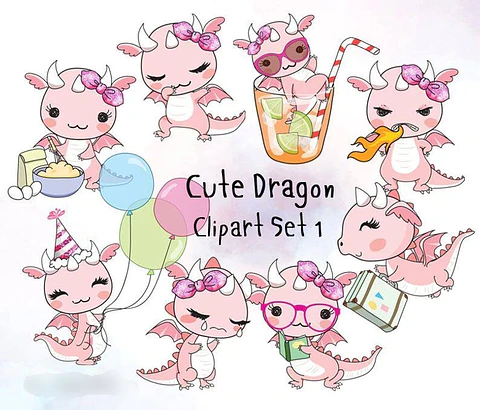 Kit Digital Dragões Fofinhos Girl 