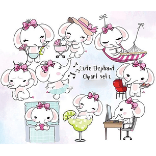 Kit Digital Elefantinhos Fofos 02