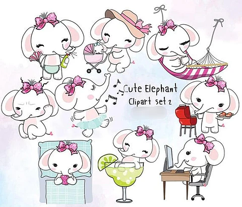 Kit Digital Elefantinhos Fofos 02