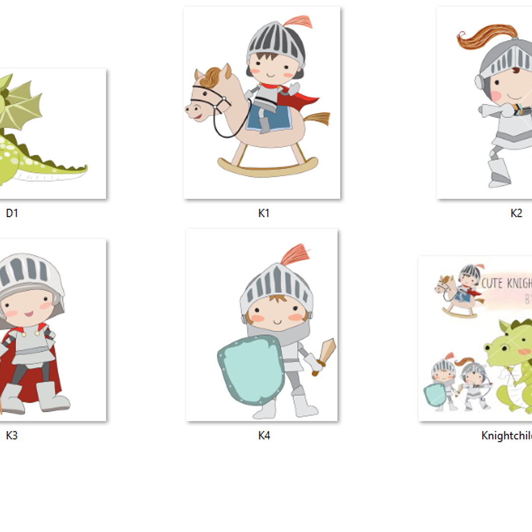 Kit Digital Cavaleiros e Dragõe Fofos  2