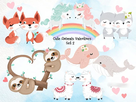 Kit Digital Casal de Animais Amor 