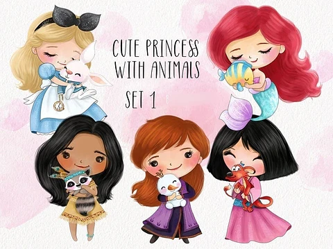 Kit Digital Princesas com Animal de Estimação