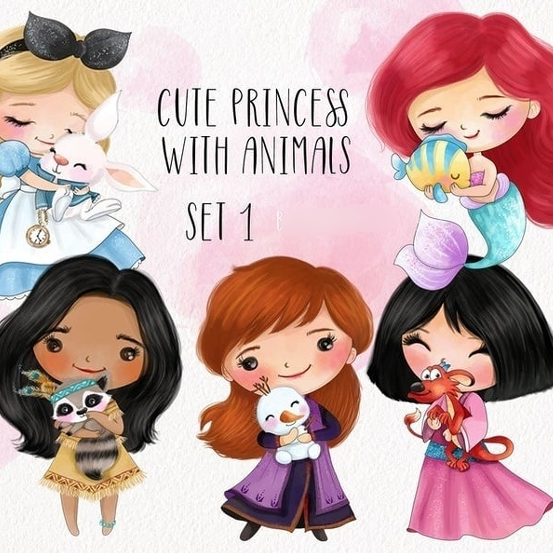 Kit Digital Princesas com Animal de Estimação 1