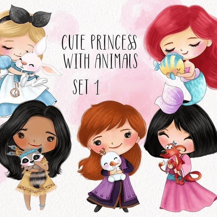 Kit Digital Princesas com Animal de Estimação 1