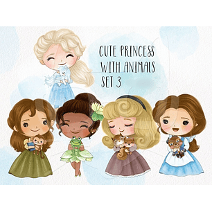 Kit Digital Princesas Fofas com Animais 