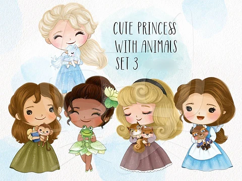 Kit Digital Princesas Fofas com Animais 
