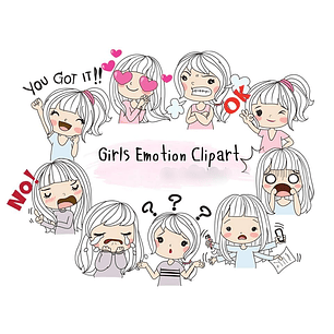 Kit Digital Conjunto de Emoções de Meninas 