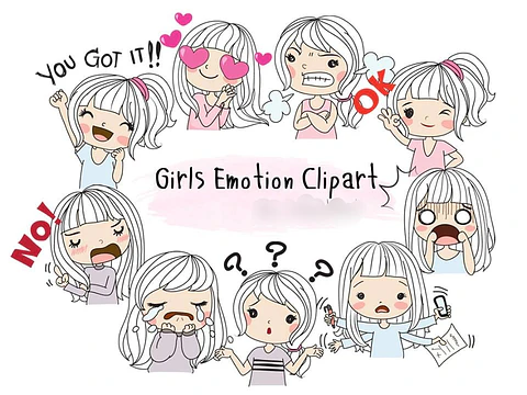 Kit Digital Conjunto de Emoções de Meninas 
