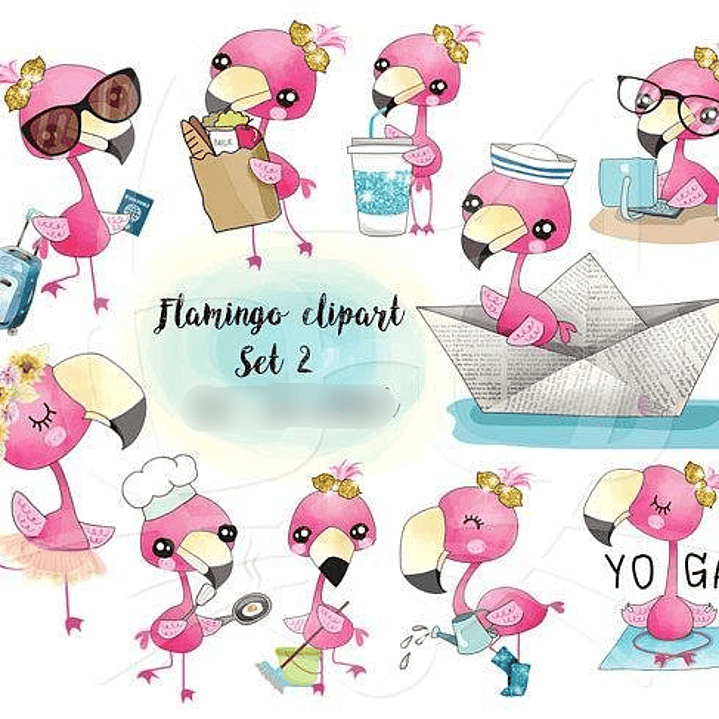 Kit Digital Conjunto de Flamingos 2 1
