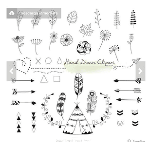 Kit Digital Conjunto Desenhado a Mão Boêmio e Tribal 